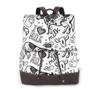 EgoMed Vaca y leche dibujadas a mano,Mochila para mujer, impermeable, ligera, de piel sintética, moderna, para viajes.