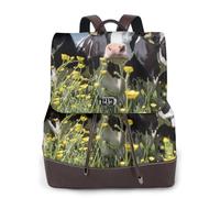 EgoMed Vacas blancas y negras,Mochila para mujer, impermeable, ligera, de piel sintética, moderna, para viajes.