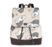 EgoMed Viejo perro pastor inglés,Mochila para mujer, impermeable, ligera, de piel sintética, moderna, para viajes.