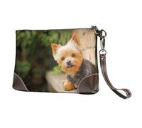 EgoMed Yorkshire Terrier Bokeh Lindos Perros Pared,Bolso de Mano de Piel sintética con Cremallera para Mujer, Cartera con Correa para la muñeca