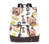 EgoMed Yorkshire Terrier, perro sonriente,Mochila para mujer, impermeable, ligera, de piel sintética, moderna, para viajes.