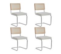 EGOONM Pack de 4 Sillas de Comedor Modernas de Mediados de Siglo, Sillas de Cocina Tapizadas con Respaldo de Ratán para Hogar, Dormitorio, Cocina, Salón (Forro Polar-Blanco)