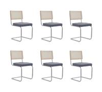 EGOONM Pack de 6 Sillas de Comedor Modernas de Mediados de Siglo, Sillas de Cocina Tapizadas con Respaldo de Ratán para Hogar, Dormitorio, Cocina, Salón (Terciopelo de Holanda -Gris)