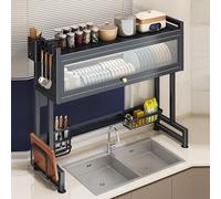 Égouttoir à vaisselle à 2 niveaux, Grand égouttoir de Cuisine à Placer au-Dessus de l'évier, Gain de Place grâce à Son couvercle, pour assiettes, verres, bols et couverts (versio