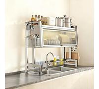 Égouttoir à vaisselle à Poser Sur l'évier - Égouttoir à vaisselle Grande capacité en Acier inoxydable amélioré Avec Rangement multizone, Gain de Place Sur le Plan de Travail (105