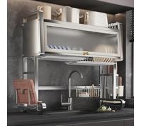 Égouttoir à vaisselle amélioré en Acier inoxydable 304 à Poser Sur l'évier - Porte rabattable Anti-poussière, Grande capacité, Accessoires inclus, Compatible Avec Les éviers simp