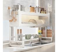 Égouttoir à vaisselle Anti-poussière à Poser Sur l'évier, égouttoir à vaisselle peu encombrant Avec couvercle, Porte-ustensiles de Cuisine multifonctionnel pour assiettes, verres