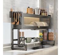 Égouttoir à vaisselle Anti-poussière à Poser Sur l'évier, égouttoir à vaisselle peu encombrant Avec couvercle, Porte-ustensiles de Cuisine multifonctionnel pour assiettes, verres