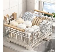 Égouttoir à vaisselle en Acier inoxydable 304, organisateur multifonctionnel à Poser Sur l'évier Avec bac à Eau, Installation facile pour bols, assiettes et ustensiles de Cuisine