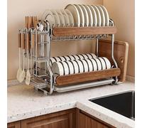 Égouttoir à vaisselle en Acier inoxydable Avec Panier en Fil métallique, étagère de comptoir multifonctionnelle en métal Avec Porte-ustensiles, pour le Rangement et l'organisatio