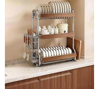 Égouttoir à vaisselle en Acier inoxydable Avec Panier en Fil métallique, étagère de comptoir multifonctionnelle en métal Avec Porte-ustensiles, pour le Rangement et l'organisatio