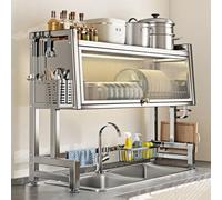 Égouttoir à vaisselle en Acier inoxydable Avec Rabat, organisateur de Rangement pour ustensiles de Cuisine, égouttoir Vertical pour vaisselle, pour le Rangement et l'organisation