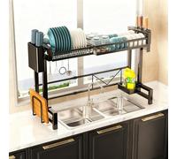 Égouttoir à vaisselle Extensible et multifonctionnel à Poser Sur l'évier, organisateur de comptoir et étagère de Rangement pour la vaisselle, Gain de Place pour Les Petites cuisi