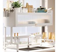 Égouttoir à vaisselle Grand Format à suspendre au-Dessus de l'évier, égouttoir de Cuisine rabattable et peu encombrant pour assiettes, verres, bols et couverts (Blanc, 65 cm/25,5