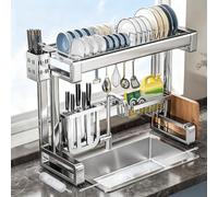 Égouttoir à vaisselle multifonctionnel, en Acier inoxydable 304, Avec Large Grille d'égouttage et Grande capacité pour le Rangement Des bols et assiettes de Cuisine (UNE seule co
