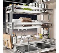 Égouttoir à vaisselle multifonctionnel en Acier inoxydable 304, organisateur à Poser Sur l'évier, égouttoir à vaisselle Grande capacité Compatible Avec la plupart Des robinets (g