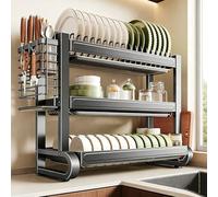 Égouttoir à vaisselle multifonctionnel pour Plan de Travail, étagère de Rangement en Acier inoxydable pour la Cuisine, pour Ranger et Organiser vaisselle, verres et bols (Triple