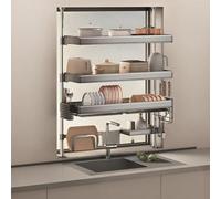 Égouttoir à vaisselle réglable à Poser Sur l'évier, égouttoir de Cuisine à Deux et Trois niveaux, Grande capacité de Rangement Sur le Plan de Travail Avec bac d'égouttage (versio