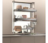 Égouttoir à vaisselle réglable à Poser Sur l'évier, égouttoir de Cuisine à Deux et Trois niveaux, Grande capacité de Rangement Sur le Plan de Travail Avec bac d'égouttage (versio