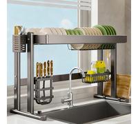 Égouttoir à vaisselle réglable en Hauteur à Poser Sur l'évier, égouttoir de Cuisine Grande capacité et peu encombrant, convient à la plupart Des bols et assiettes (UNE seule couc