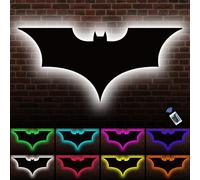 EGQIAO Letrero de neón de murciélago, letreros de neón de murciélago, lámpara de pared de murciélago, decoración de dormitorio, regalos para niños, control remoto de cómics clásicos, 16 colores