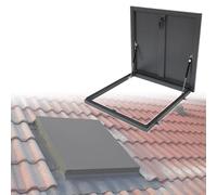 Egress Roof Window, Aluminum Flat Roof Lighting Well Window with Gas Shock Strut & Handle, Flush Mount Roofs Access Hatch Door for Attic/Sun Room(85x85cm)