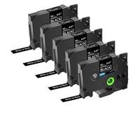 EGRMZ 5pk Black on White 12 mm Tapas de Etiqueta TZE-231 TZ 131 631 241 Compatible con impresoras de Etiqueta H110(5PK White on Black)