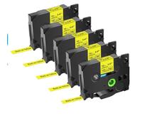 EGRMZ 5pk Black on White 12 mm Tapas de Etiqueta TZE-231 TZ 131 631 241 Compatible con impresoras de Etiqueta H110(5PK Black on Yellow)