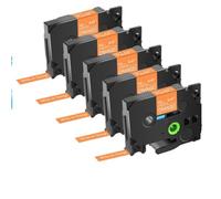 EGRMZ 5pk Black on White 12 mm Tapas de Etiqueta TZE-231 TZ 131 631 241 Compatible con impresoras de Etiqueta H110(5PK White on Orange)