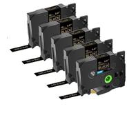 EGRMZ 5pk Black on White 12 mm Tapas de Etiqueta TZE-231 TZ 131 631 241 Compatible con impresoras de Etiqueta H110(5PK Gold on Black)