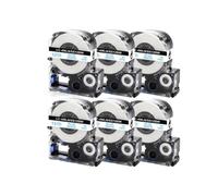 EGRMZ Cinta de Etiqueta de 6pk de 12 mm ST12KW SS12KW SC12RW SC12YW SC12BW SC12GW LK-4WBN Compatible con Modelos de Fabricantes de Etiquetas LW-300 LW-400 LW-700(6PK-Blue on White)