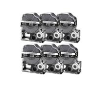 EGRMZ Cinta de Etiqueta de 6pk de 12 mm ST12KW SS12KW SC12RW SC12YW SC12BW SC12GW LK-4WBN Compatible con Modelos de Fabricantes de Etiquetas LW-300 LW-400 LW-700(6PK-White on Black)