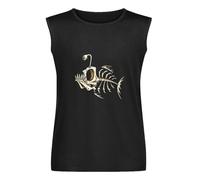eGTED Bone Fish Weird Skeleton Vest Tank T-Shirt Cotton Men Black Sleeveless Tee, Negro , S