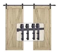 EGTink 200cm/6,6FT - Kit de riel para puerta corredera con guía de piso de puerta de granero para puerta corredera doble