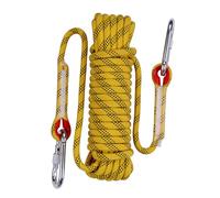 EGTink - Cuerda de escalada de 20 m, cuerda de seguridad exterior de 10 mm, cuerda de escalada con 2 mosquetones, cuerda de nailon para camping alpinismo senderismo y rescate (Yellow)