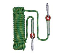 EGTink - Cuerda de escalada de 20 m, cuerda de seguridad exterior de 10 mm, cuerda de escalada con 2 mosquetones, cuerda de nailon para camping alpinismo senderismo y rescate verde)