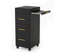EGUIAS Carritos de Servicio Carrito móvil Carro De Salón con Ruedas, Gabinete De Almacenamiento De Cabello De Madera, Carro De Estilista Peluquería Móvil Peluquería