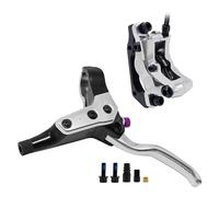 EGUIAS Freno de Disco hidráulico de 4 pistones MTB, Pastillas de Freno de 850mm y 1700mm, Abrazadera Delantera y Trasera para Bicicleta de montaña(Silver LR Split-Type)