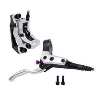 EGUIAS Freno de Disco hidráulico de 4 pistones MTB, Pastillas de Freno de 850mm y 1700mm, Abrazadera Delantera y Trasera para Bicicleta de montaña(Silver RF)