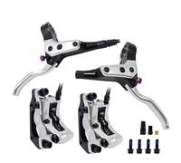EGUIAS Freno de Disco hidráulico de 4 pistones MTB, Pastillas de Freno de 850mm y 1700mm, Abrazadera Delantera y Trasera para Bicicleta de montaña(Silver RF LR)