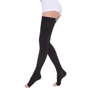 Egurs Medias de compresión Punta Abierta 30-40mmHg Muslo Medias Altas Leggings médicos Calcetines de compresión L
