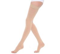 Egurs Medias de compresión Punta Abierta 30-40mmHg Muslo Medias Altas Leggings médicos Calcetines de compresión XL