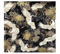 Egurs Tela de algodón de estilo japonés, 500 x 150 cm, venta por metros, patchwork para coser, acolchar, manualidades, ropa, mantel, decoración, grulla gris, 5 metros