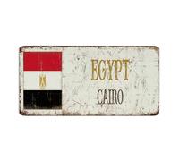 Egypt-Cairo - Letrero de metal vintage de 6 x 12 pulgadas, decoración del hogar, placa de metal, recuerdo de país nacional, letrero de garaje para baño