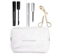 EGYPT-WONDER Beauty Set - Mascara resistente al agua 8,5 ml, sérum Lash 5 ml, rizador de pestañas dorado con 3 almohadillas de repuesto y neceser - Set de cuidado y peinado de pestañas