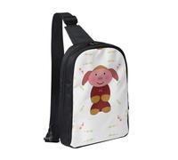 Egyptian Frescoes - Bolsa de pecho con doble bolsillo, perfecta para conciertos, deportes, viajes, ciclismo y senderismo, mochila cruzada, Happy Cartoon Pig, Talla única