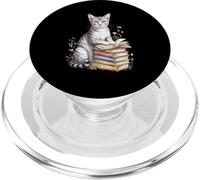 Egyptian MAU Cat Bookworm Flowers Book Reading Books PopSockets PopGrip para MagSafe