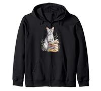 Egyptian MAU Cat Bookworm Flowers Book Reading Books Sudadera con Capucha