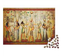 Egyptian Mural Jigsaw Jigsaw Puzzle 1000 Piezas Material Reciclable Ancient Art Jigsaw Puzzles for Personas Mayores Alivia la Demencia Senil Divertido Actividad Excelente Regalo Idea 70x50cm/1000pcs