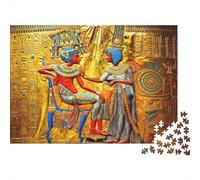 Egyptian Mural Jigsaw Puzzle 1000 Piezas Recycled Papel Golden Craft Jigsaw Puzzles Educativo Juego Challenge Divertido Familiar Juego para Adultos y Age 10 38x26cm/1000pcs